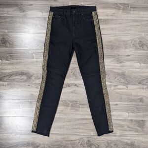 Mother High Waisted Ankle Fray Guilty Flash Size 28 Black Beaded